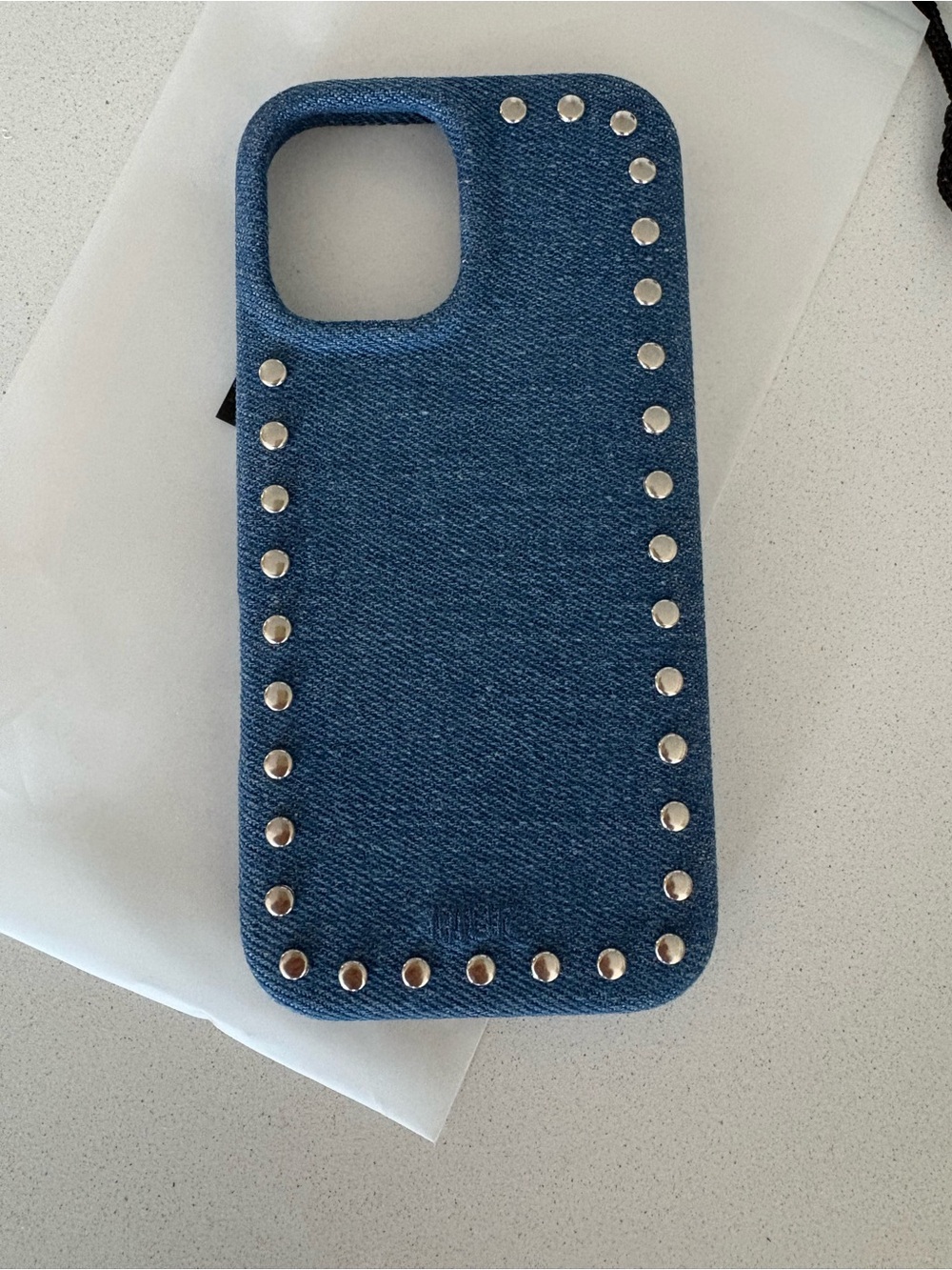 Navy Blue Rhinestone Phone Case - Decorative Protective Cover